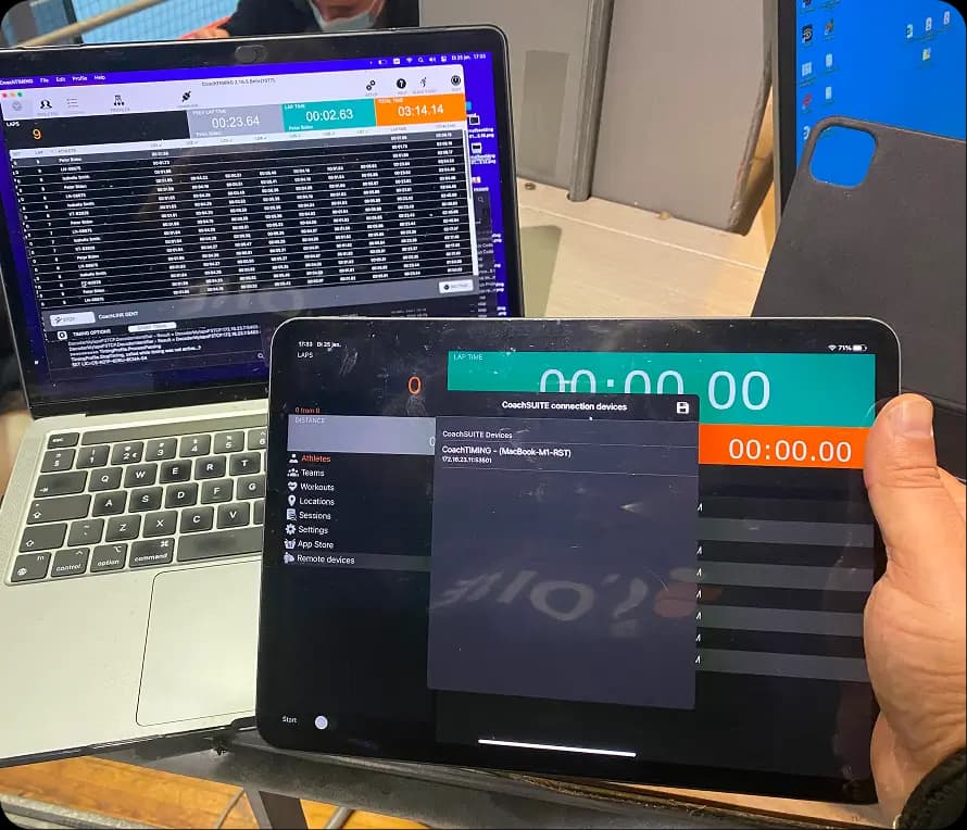 CoachDISPLAY screen showing live results